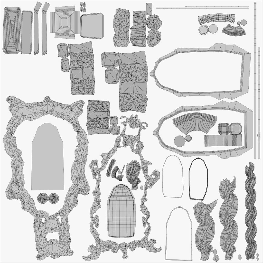 Renaissance Style HighBacked Chair 2 model Low-poly 3D model_10