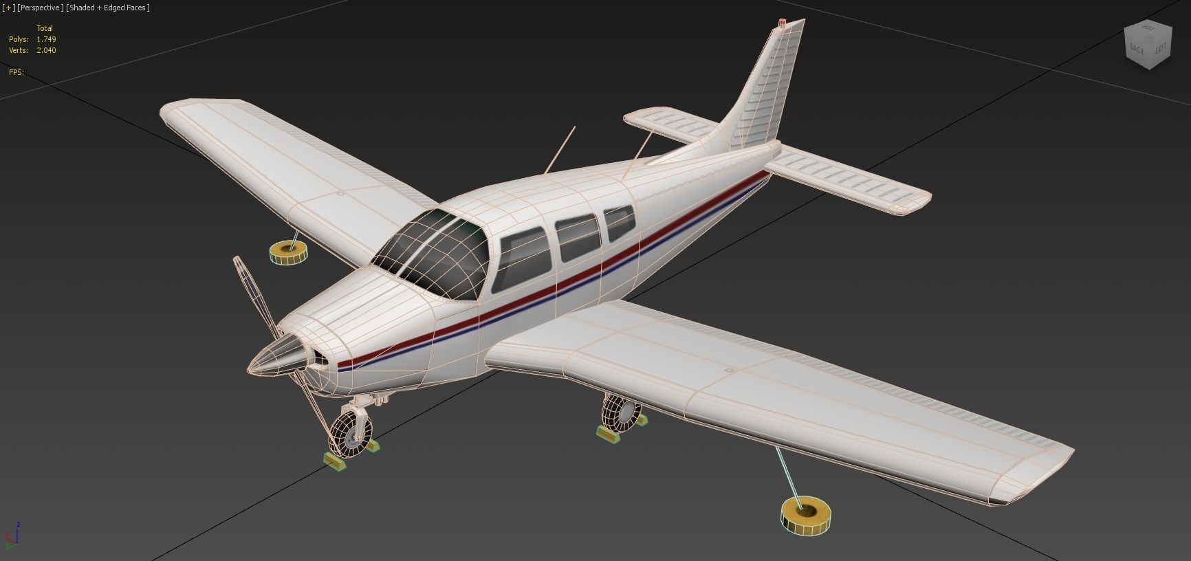 Piper PA28 warrior static lowpoly Low-poly 3D model_4