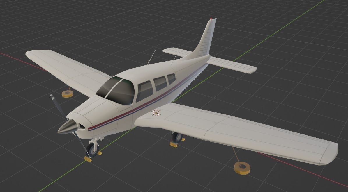 Piper PA28 warrior static lowpoly Low-poly 3D model_5