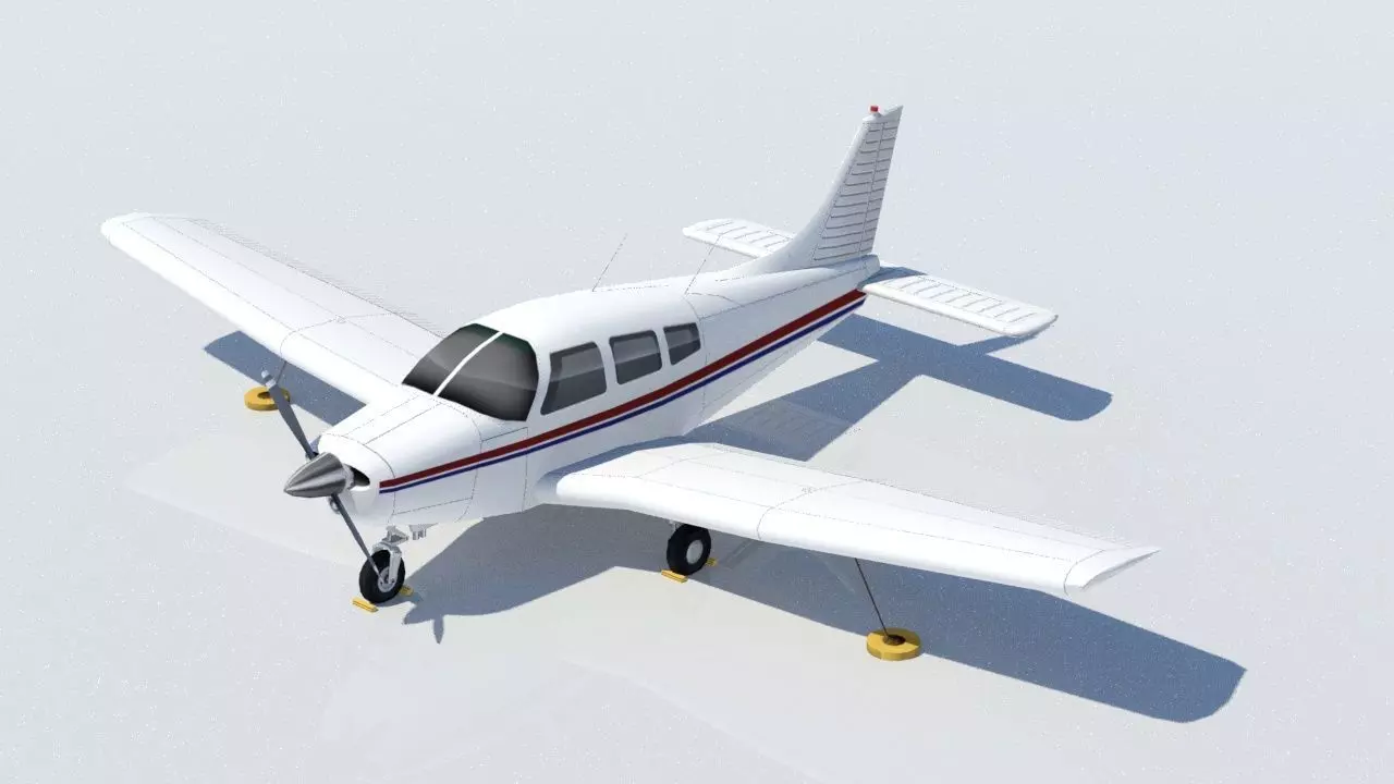 Piper PA28 warrior static lowpoly Low-poly 3D model_0