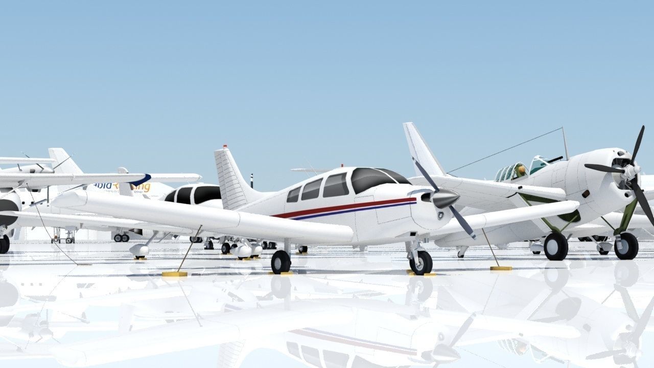 Piper PA28 warrior static lowpoly Low-poly 3D model_7
