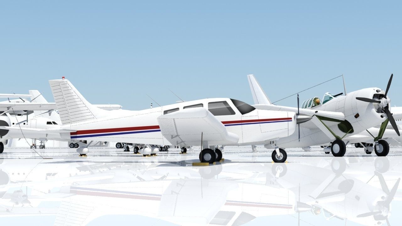 Piper PA28 warrior static lowpoly Low-poly 3D model_6
