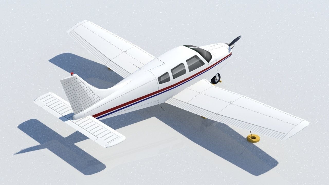 Piper PA28 warrior static lowpoly Low-poly 3D model_2