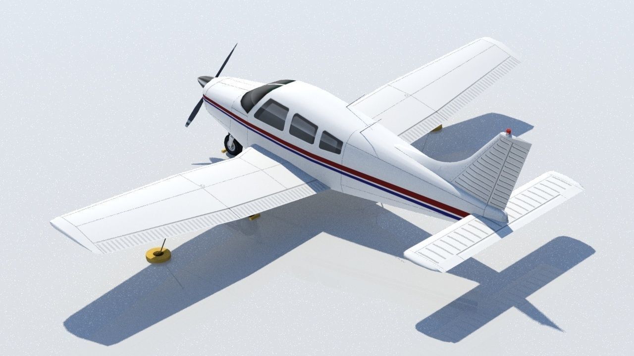 Piper PA28 warrior static lowpoly Low-poly 3D model_1