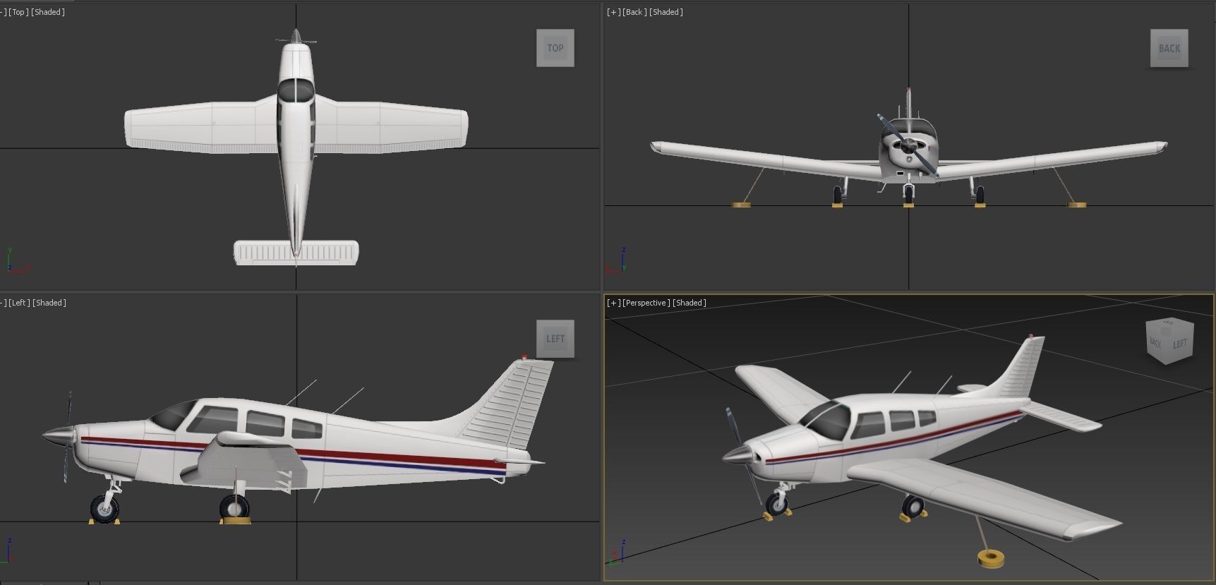 Piper PA28 warrior static lowpoly Low-poly 3D model_3