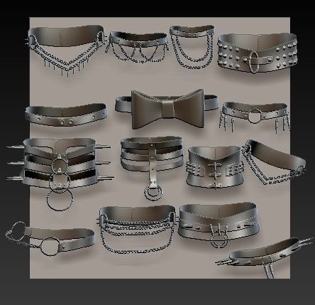 15 choker necklace imm brush and 3dmodel vlo3 Low-poly 3D model_1