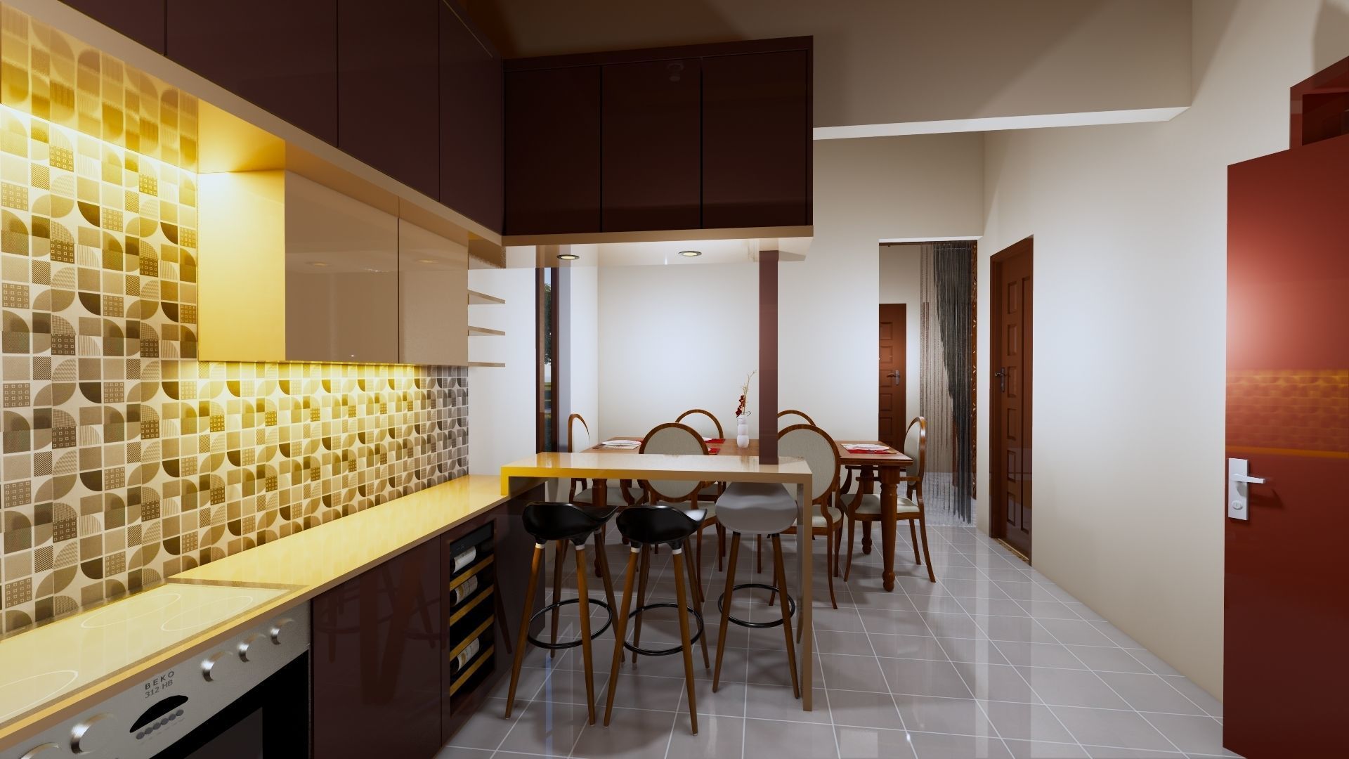 1 floor House Modern Design full interior ready enscape render 3D model_36