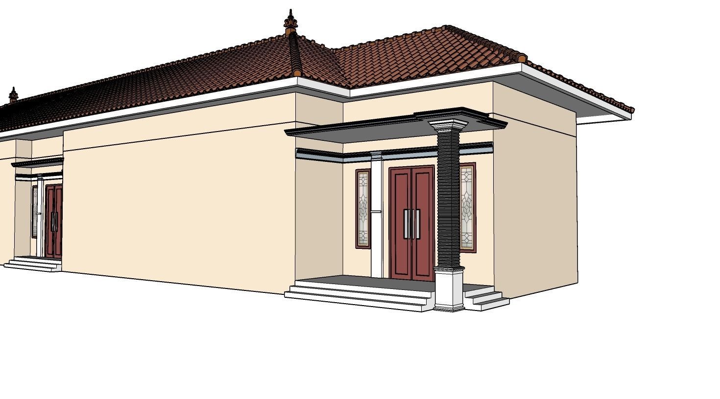 1 floor House Modern Design full interior ready enscape render 3D model_5