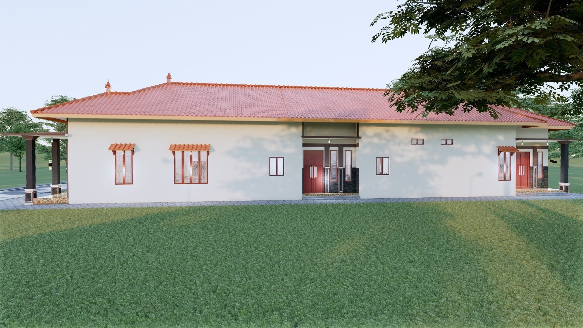 1 floor House Modern Design full interior ready enscape render 3D model_41