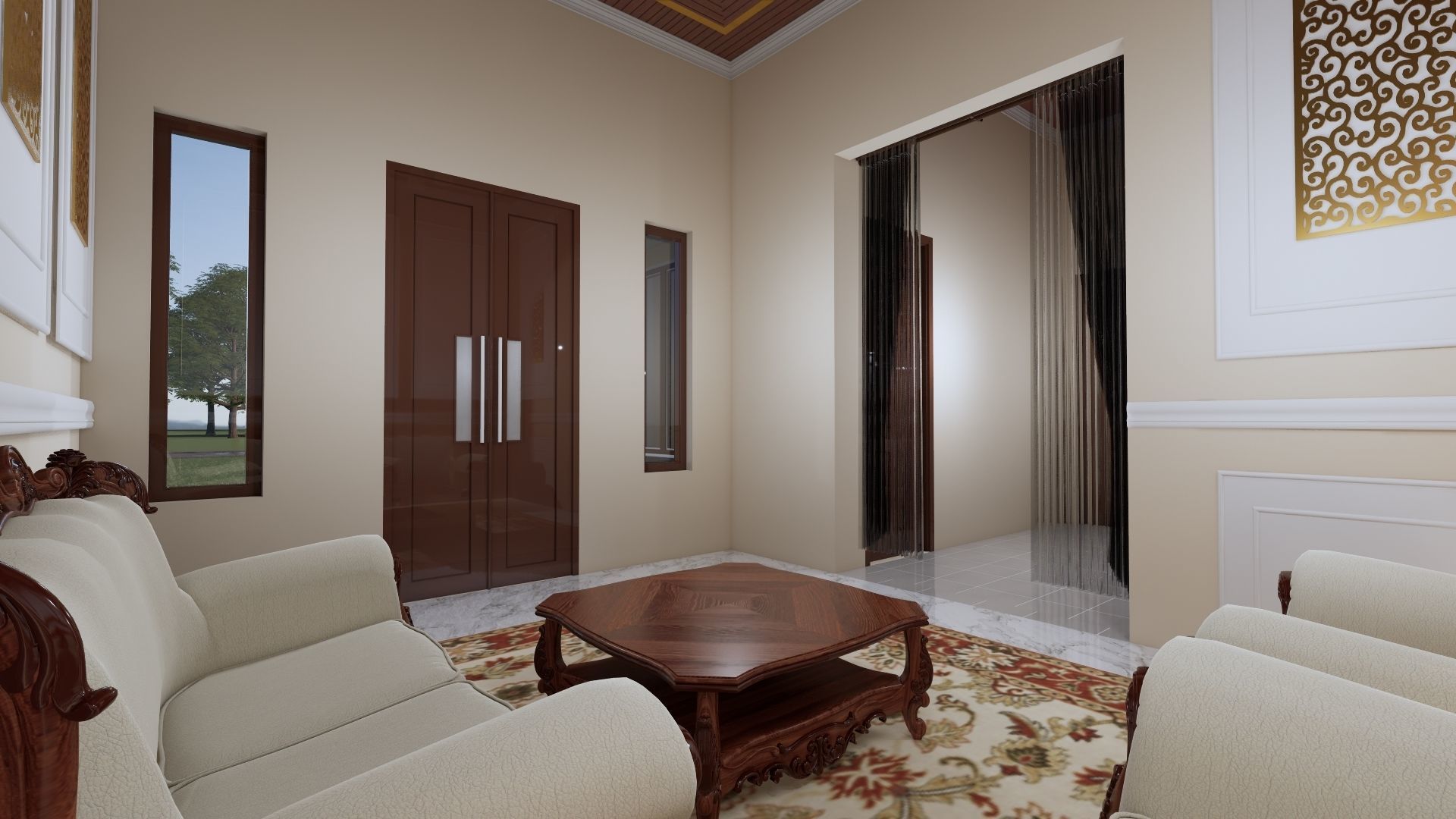 1 floor House Modern Design full interior ready enscape render 3D model_27