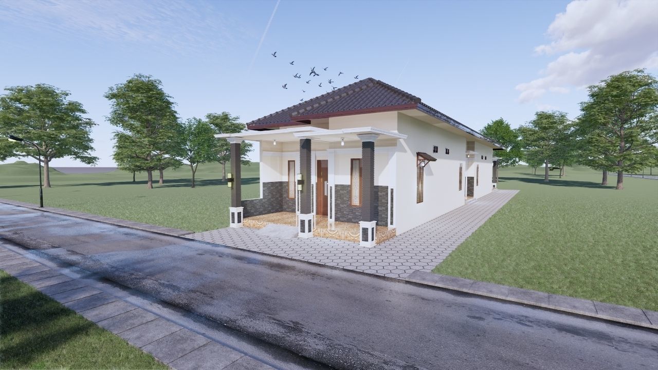 1 floor House Modern Design full interior ready enscape render 3D model_45