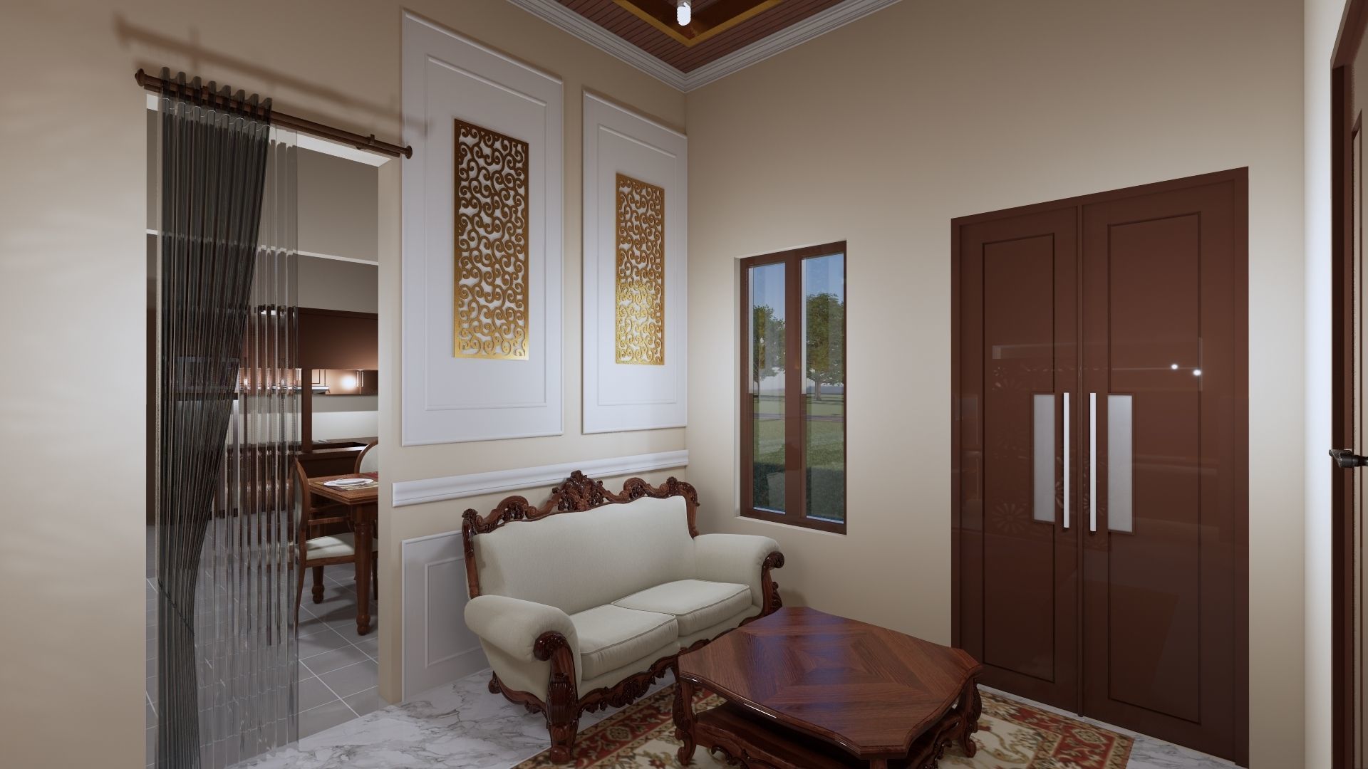 1 floor House Modern Design full interior ready enscape render 3D model_13