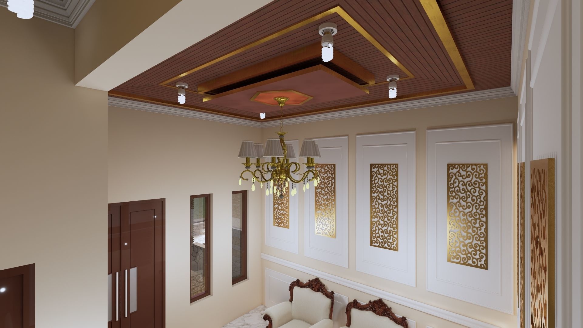 1 floor House Modern Design full interior ready enscape render 3D model_12