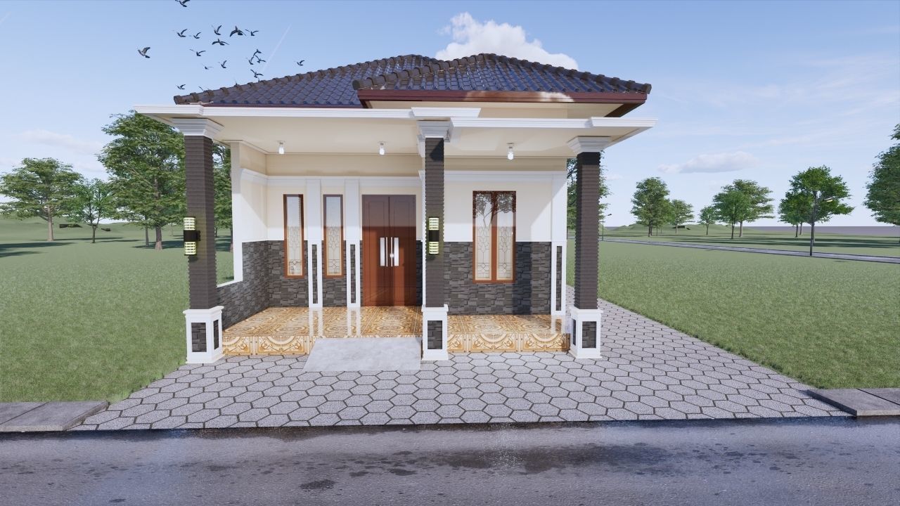 1 floor House Modern Design full interior ready enscape render 3D model_1