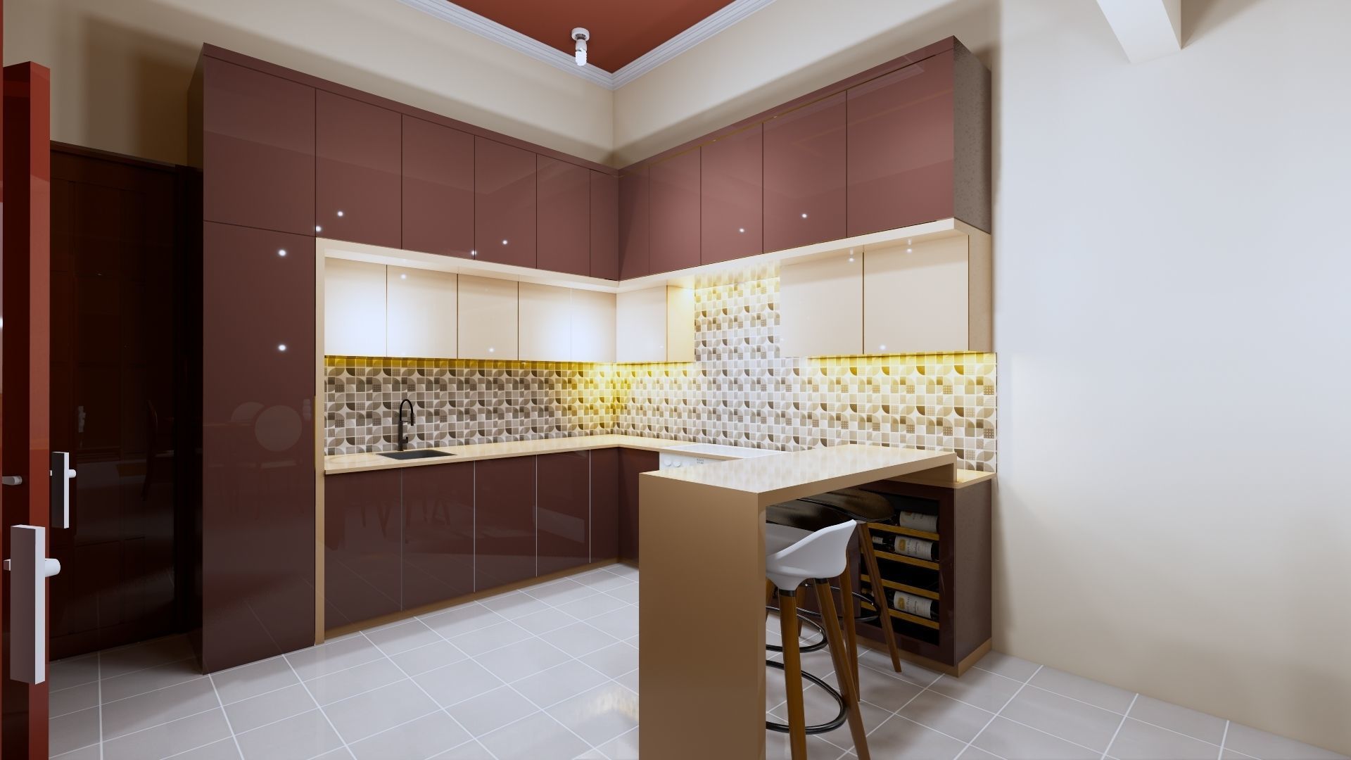 1 floor House Modern Design full interior ready enscape render 3D model_29