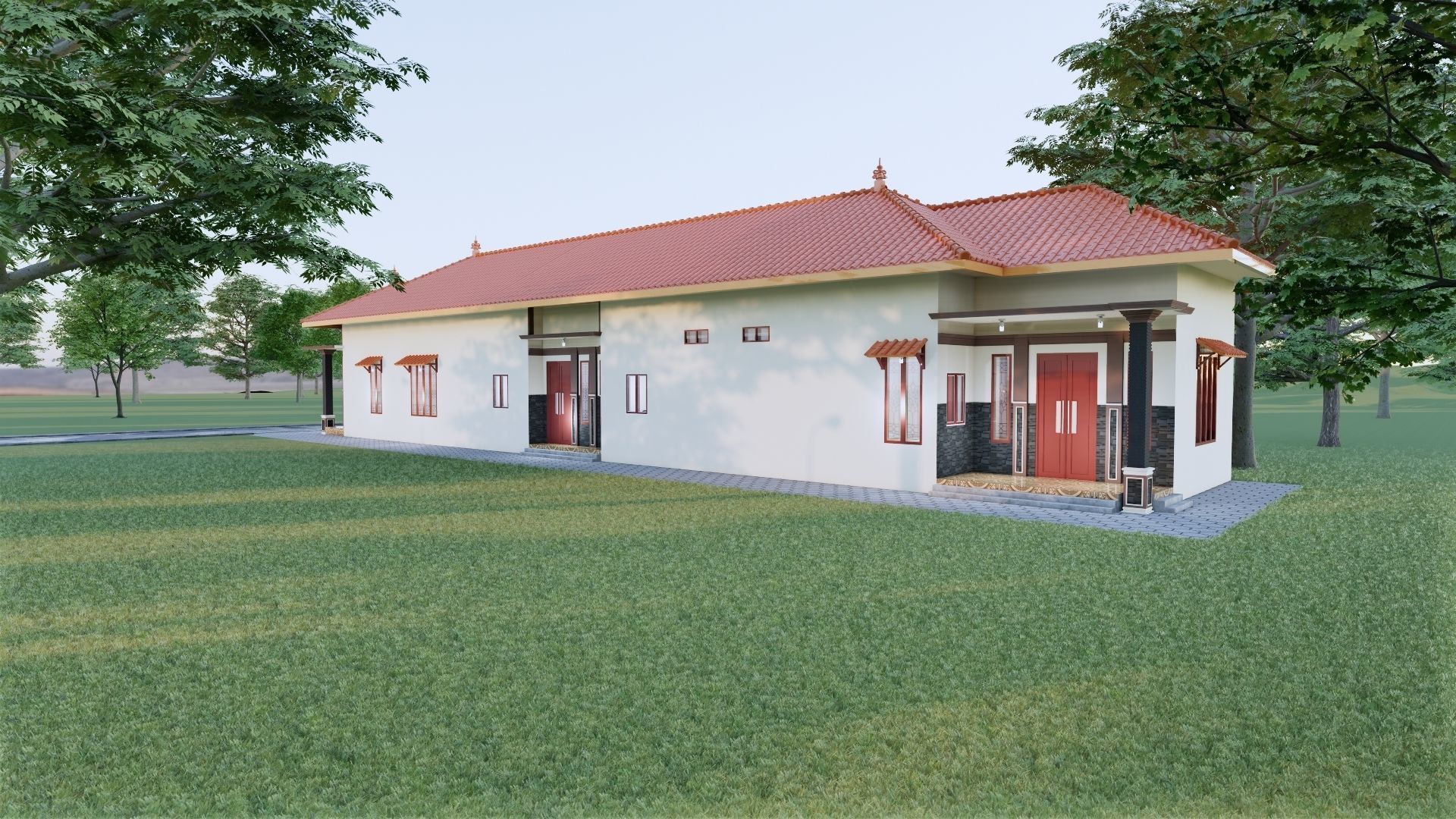 1 floor House Modern Design full interior ready enscape render 3D model_46