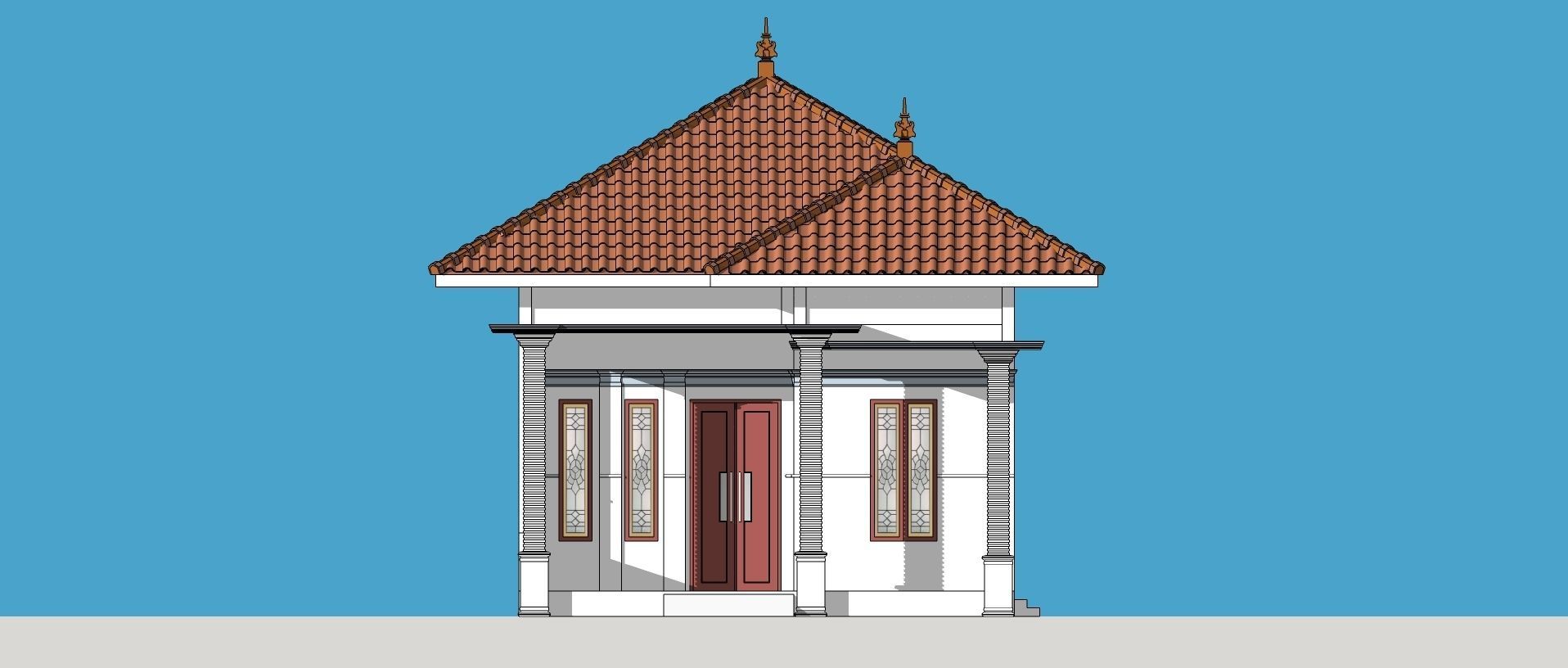 1 floor House Modern Design full interior ready enscape render 3D model_30