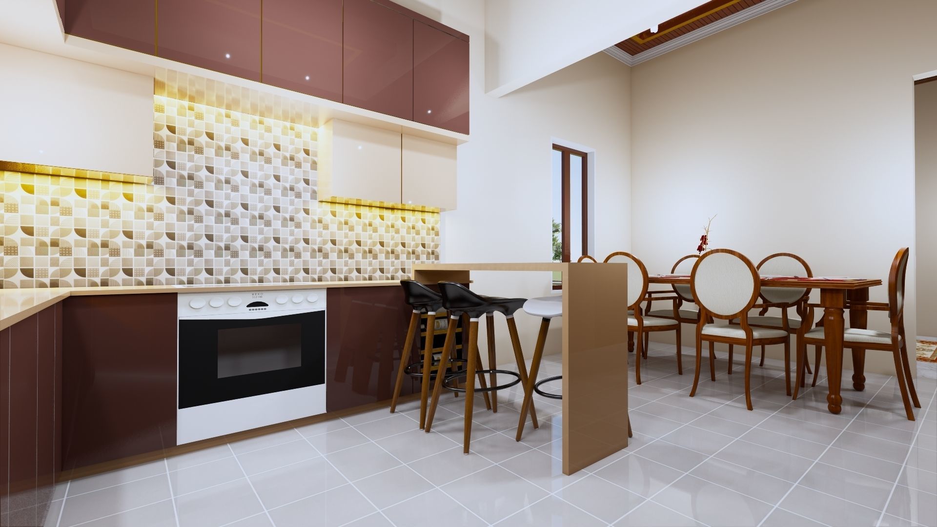 1 floor House Modern Design full interior ready enscape render 3D model_33