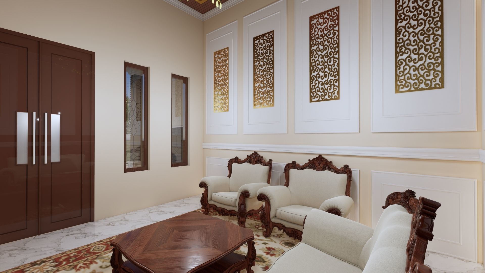 1 floor House Modern Design full interior ready enscape render 3D model_11