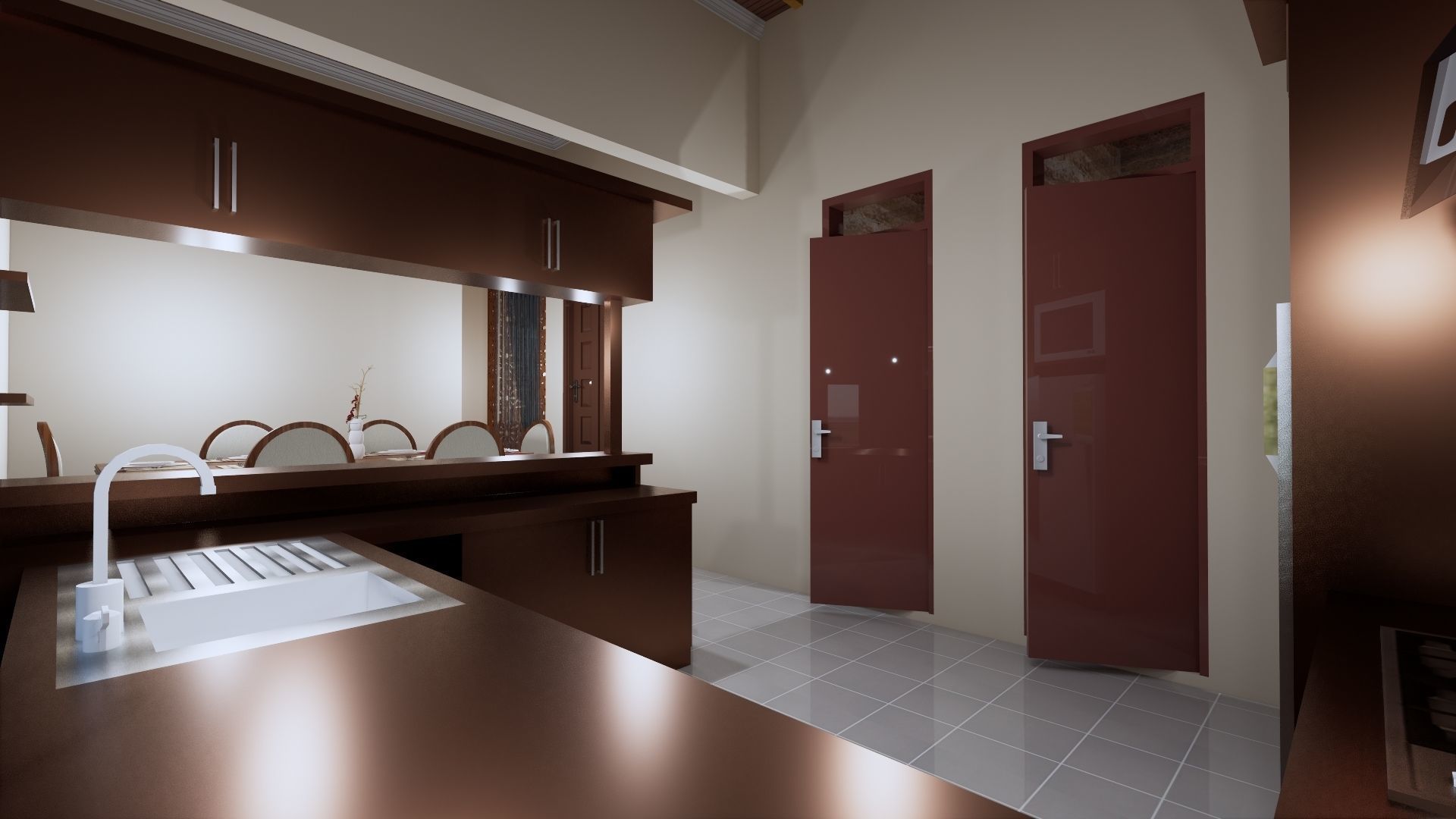 1 floor House Modern Design full interior ready enscape render 3D model_17