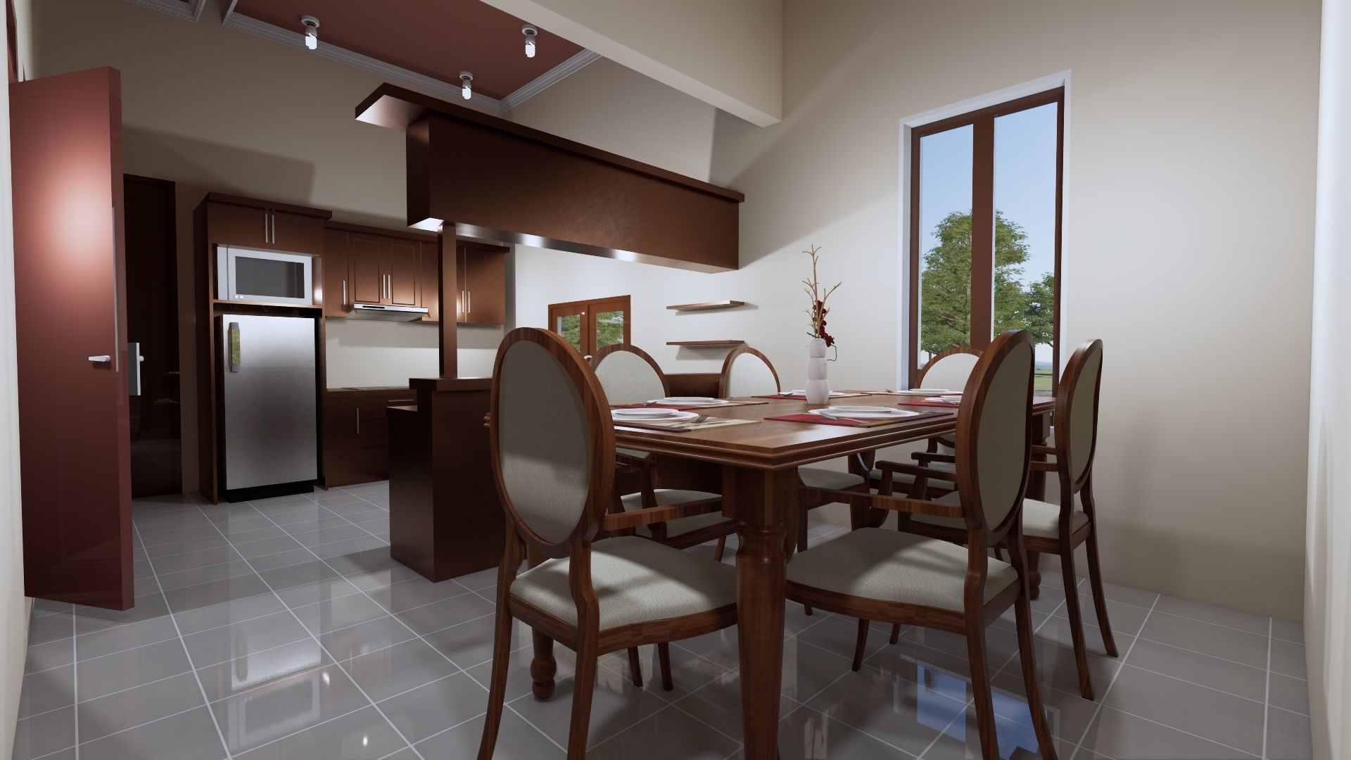 1 floor House Modern Design full interior ready enscape render 3D model_15