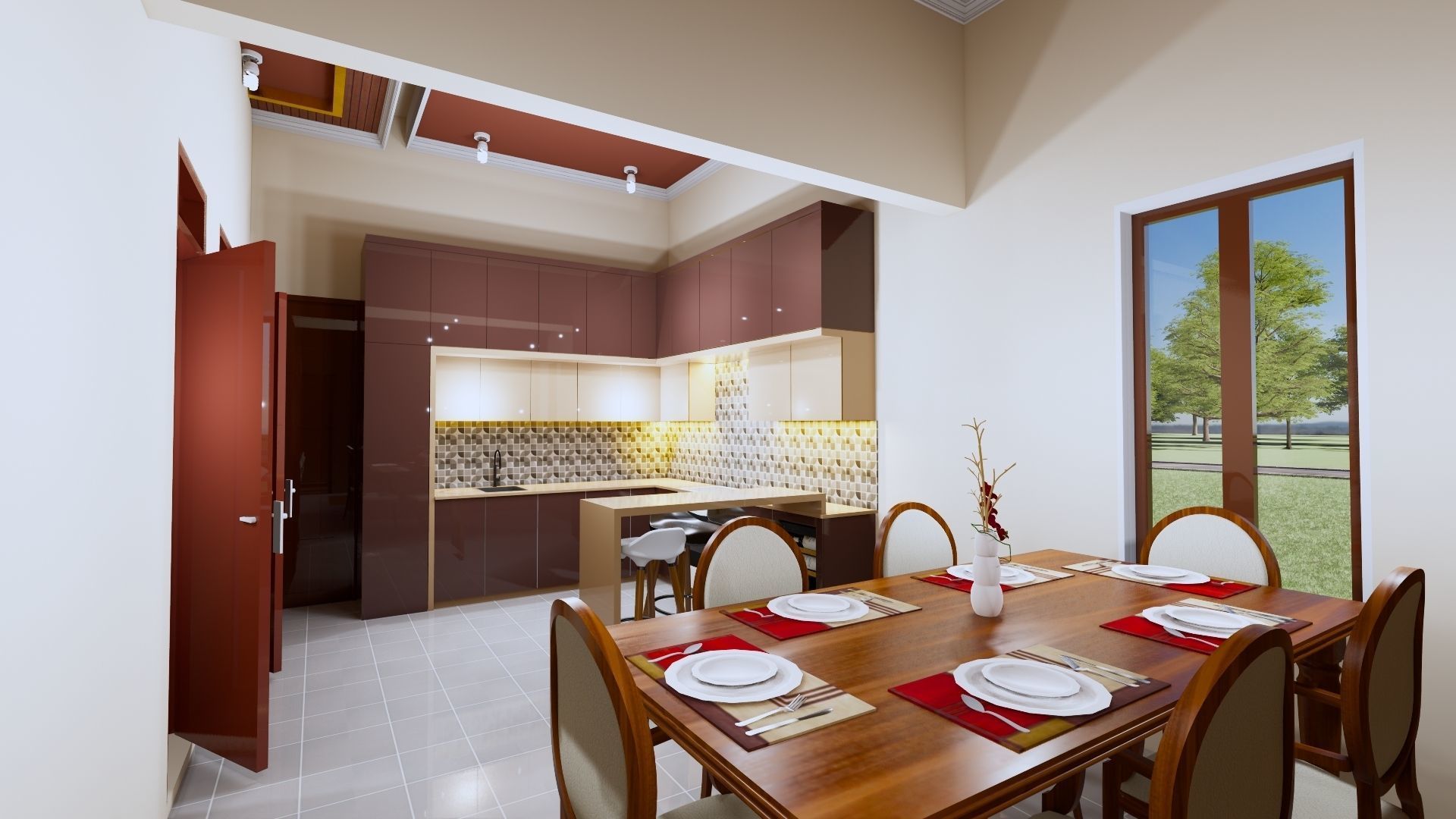 1 floor House Modern Design full interior ready enscape render 3D model_31