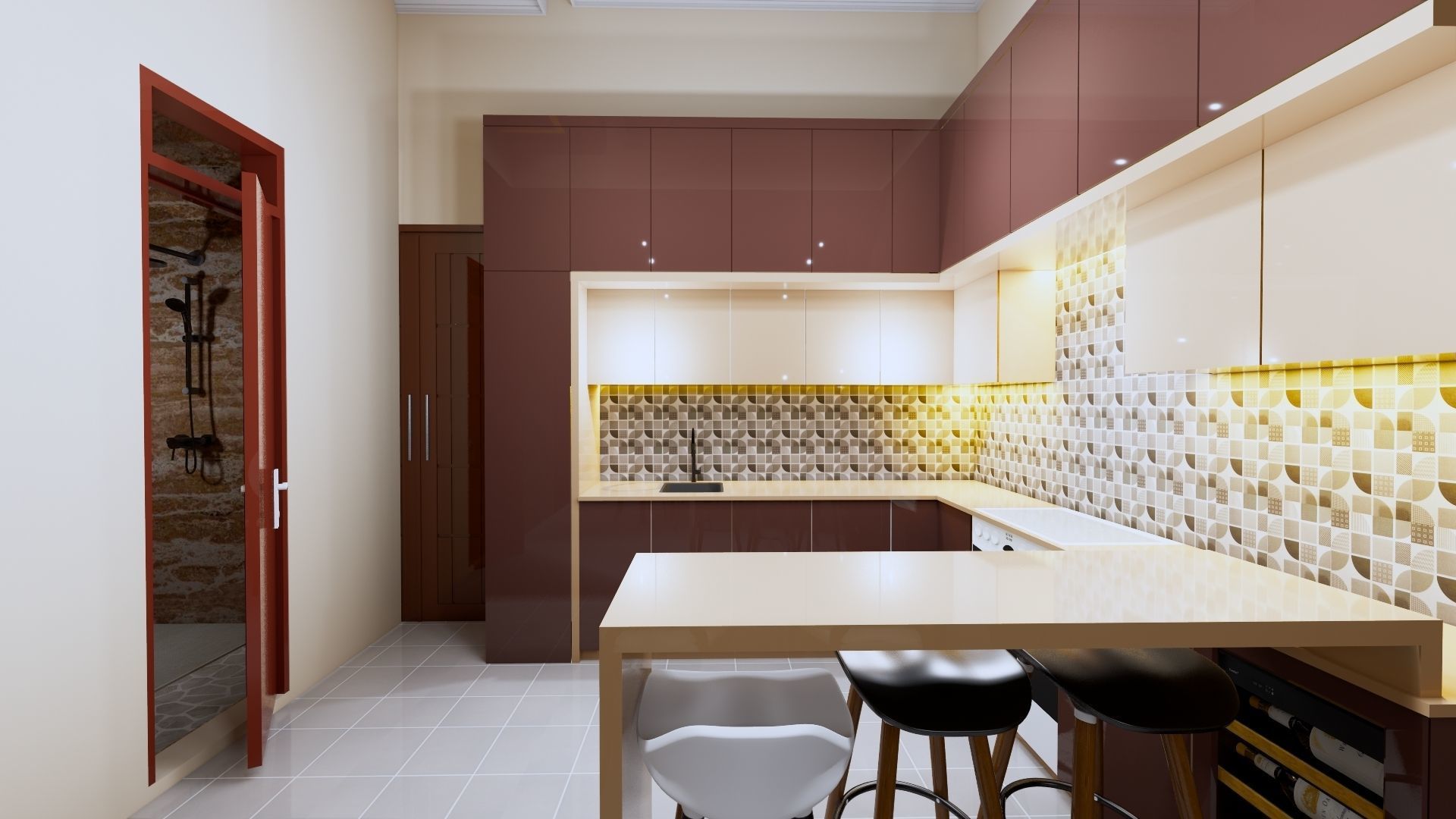 1 floor House Modern Design full interior ready enscape render 3D model_22