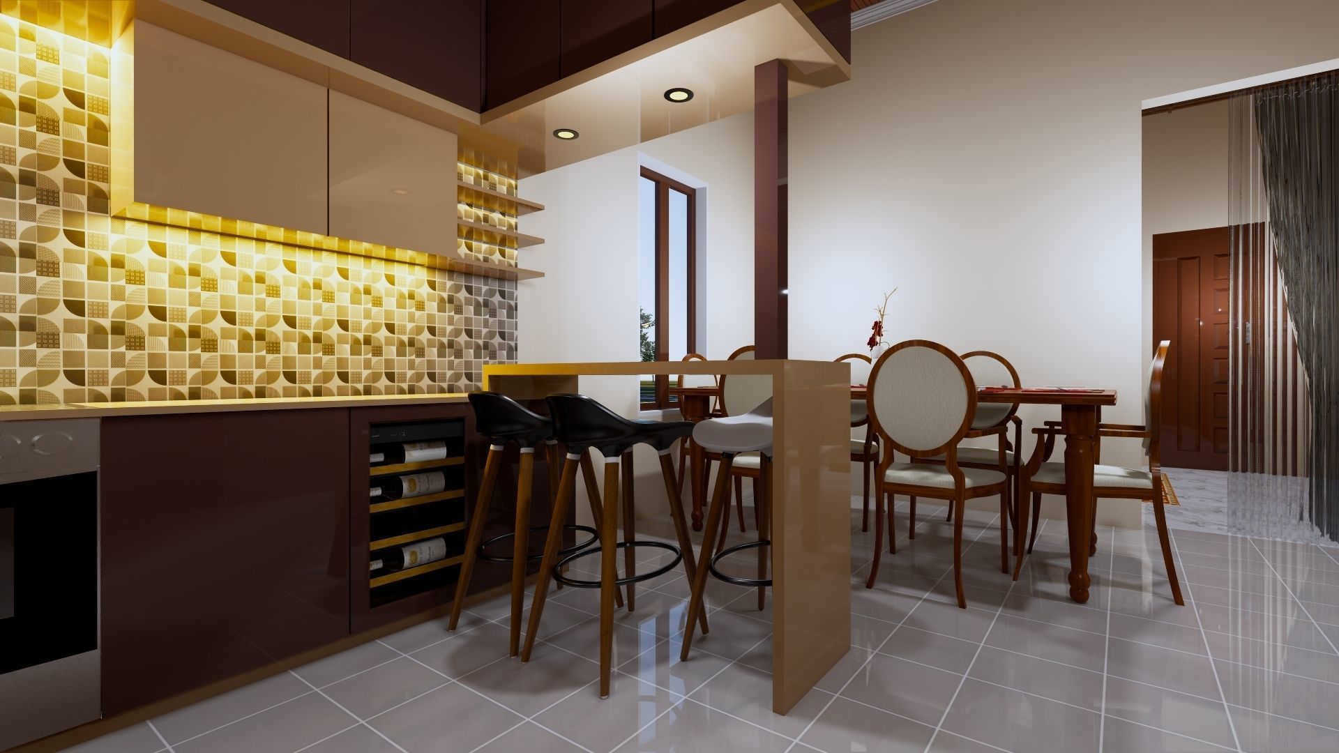 1 floor House Modern Design full interior ready enscape render 3D model_38