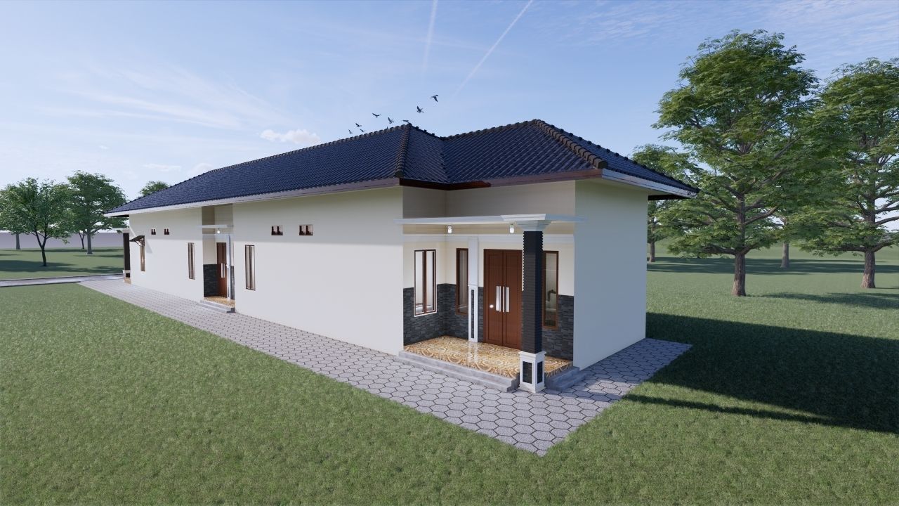 1 floor House Modern Design full interior ready enscape render 3D model_55