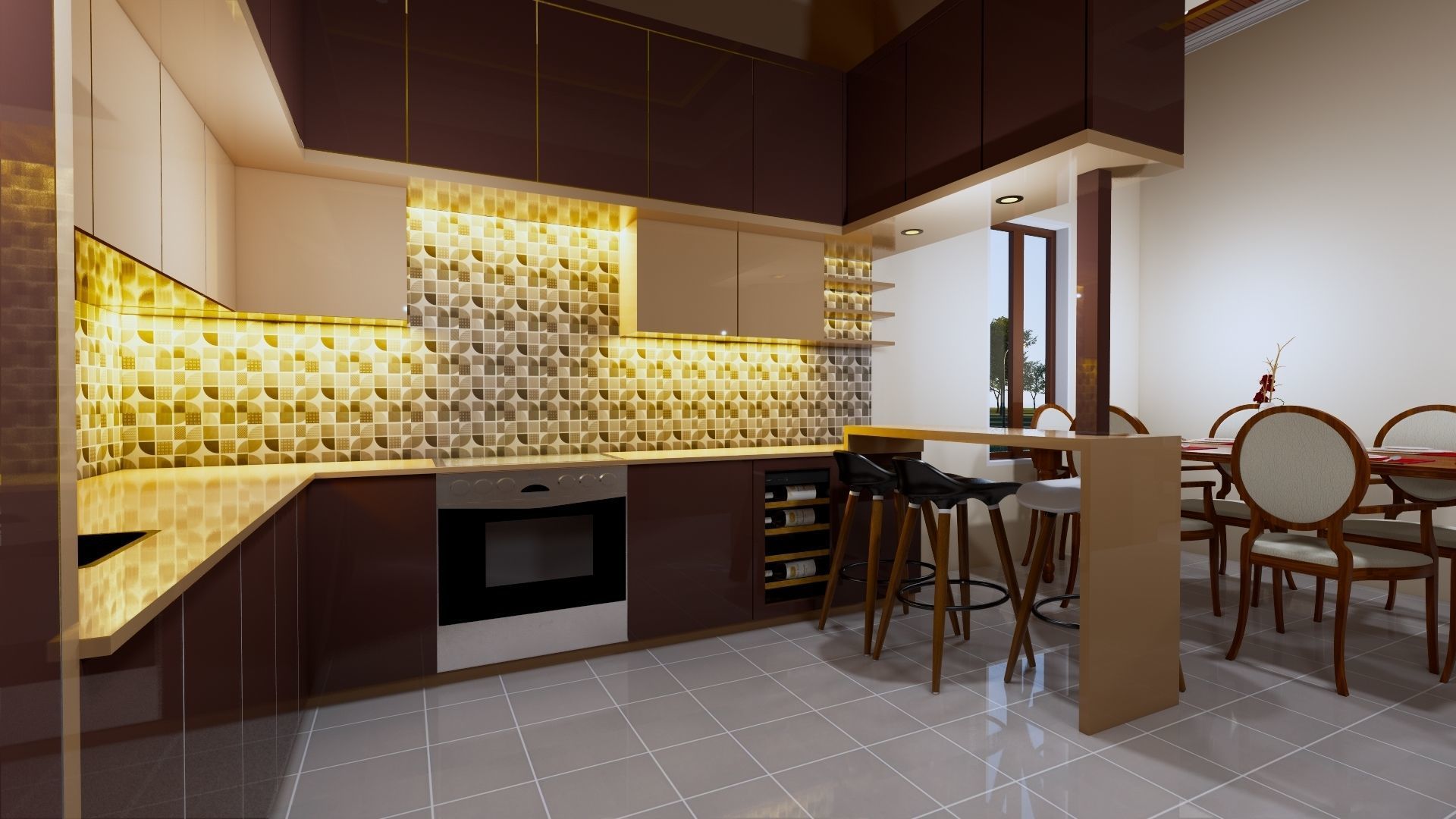 1 floor House Modern Design full interior ready enscape render 3D model_37