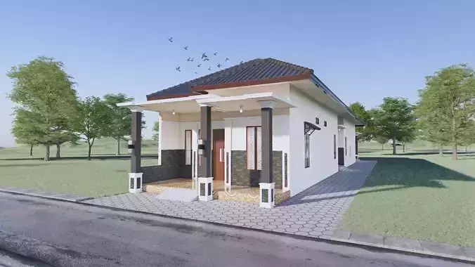 1 floor House Modern Design full interior ready enscape render