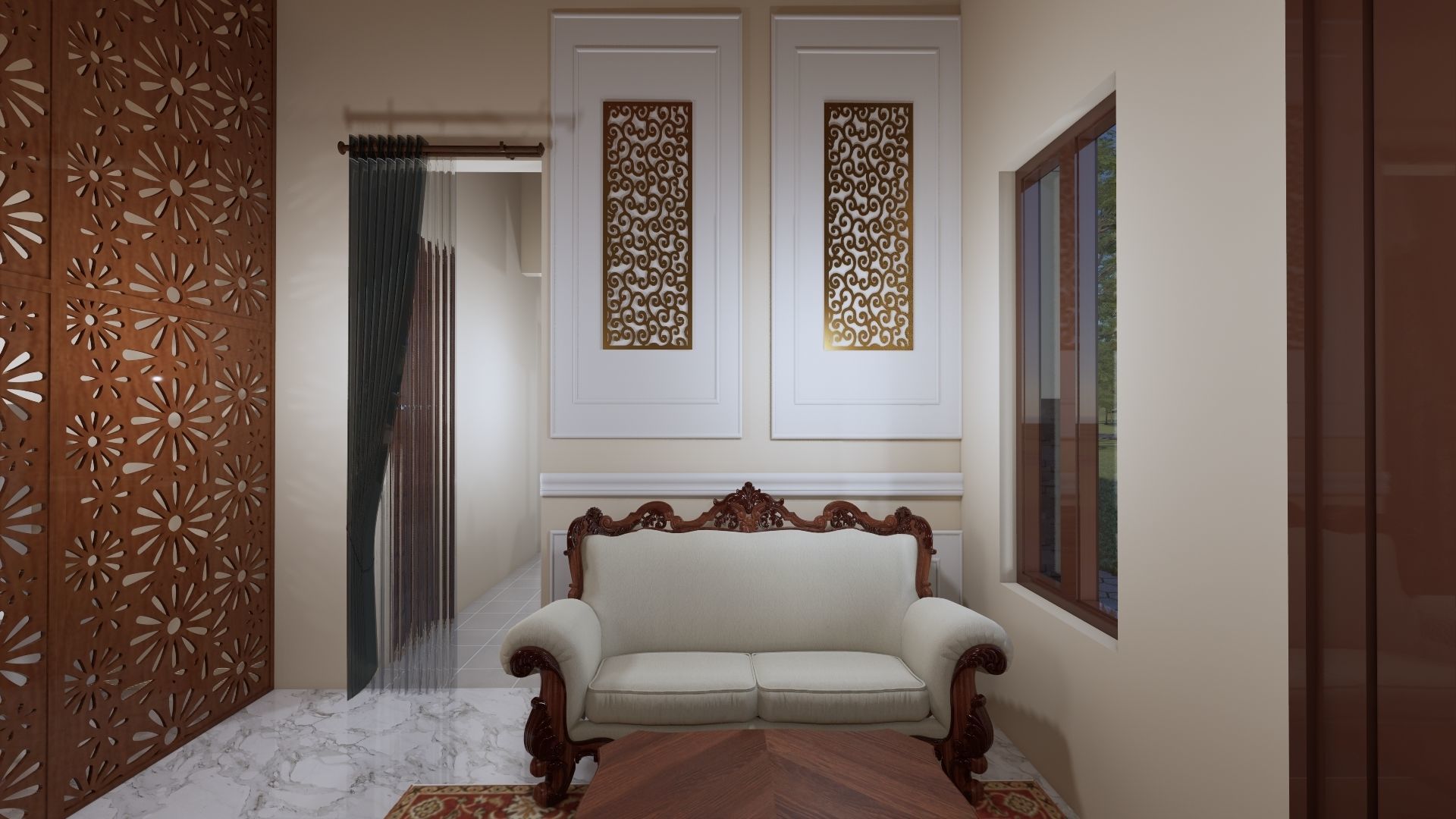 1 floor House Modern Design full interior ready enscape render 3D model_14