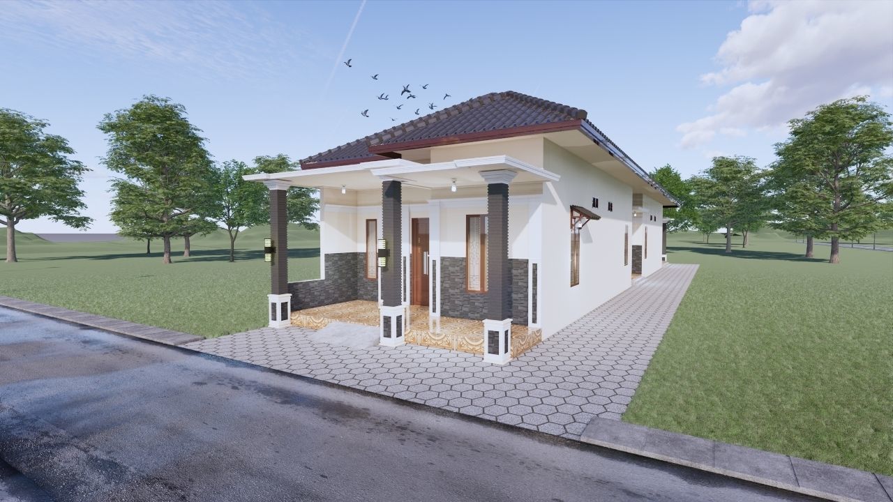 1 floor House Modern Design full interior ready enscape render 3D model_49