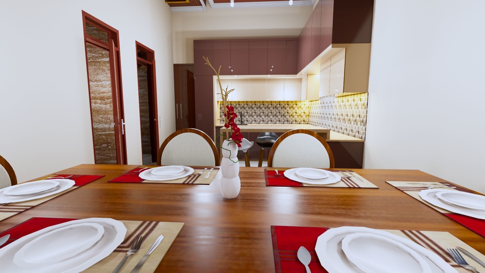 1 floor House Modern Design full interior ready enscape render 3D model_32