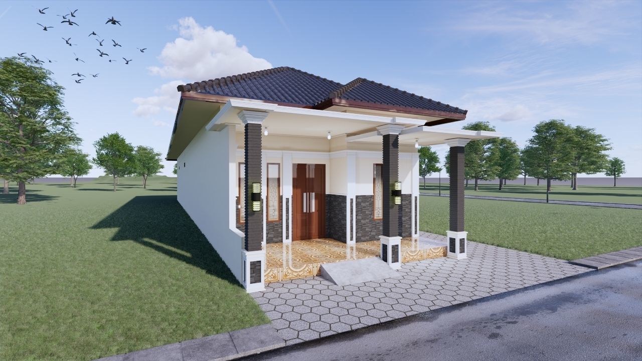 1 floor House Modern Design full interior ready enscape render 3D model_3