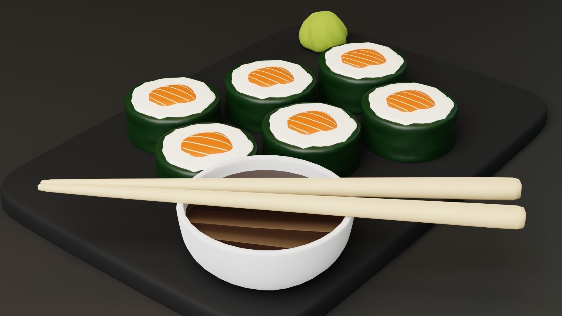 Stylized Cartoon Sushi Low-poly 3D model_3