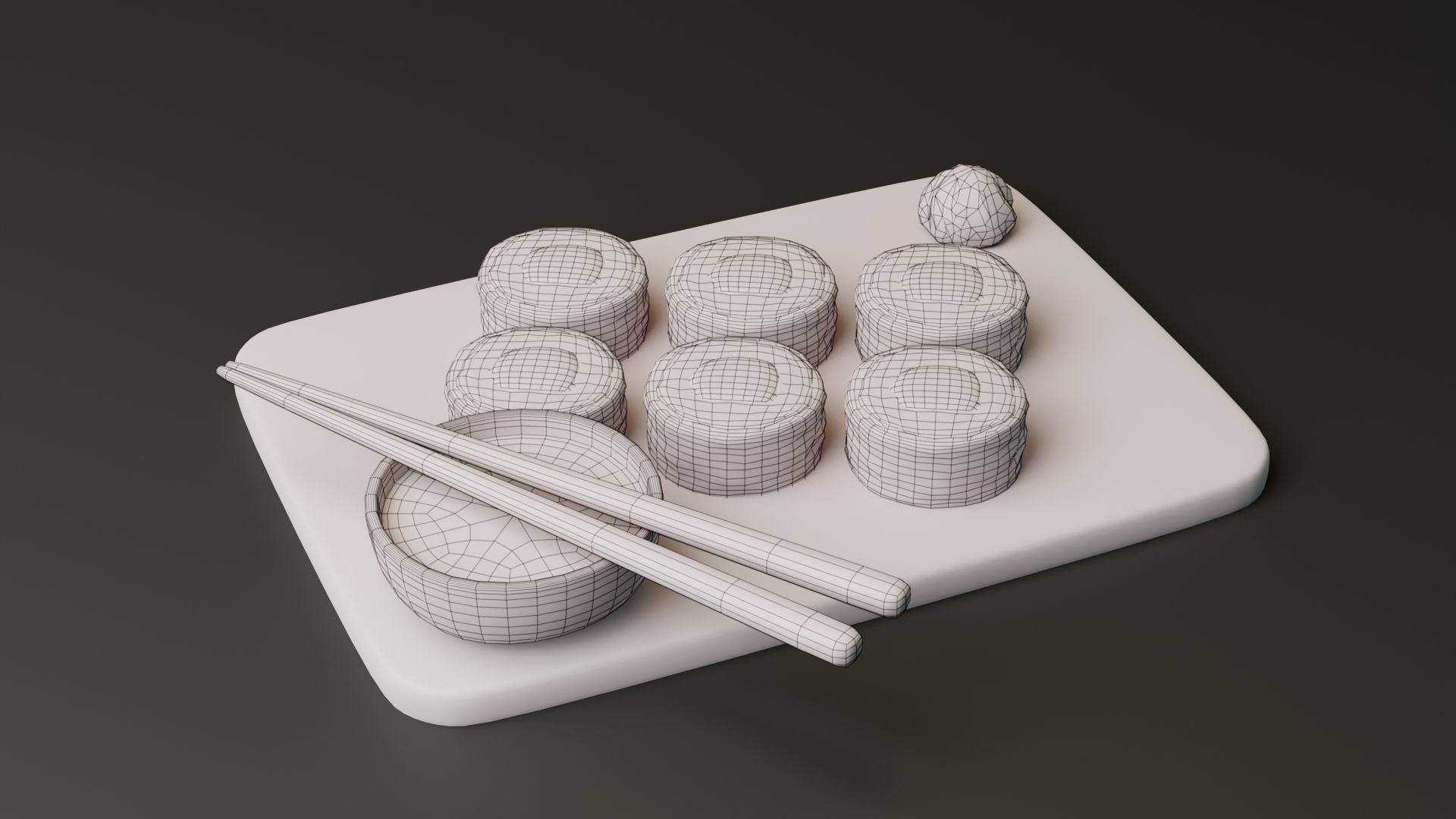 Stylized Cartoon Sushi Low-poly 3D model_6