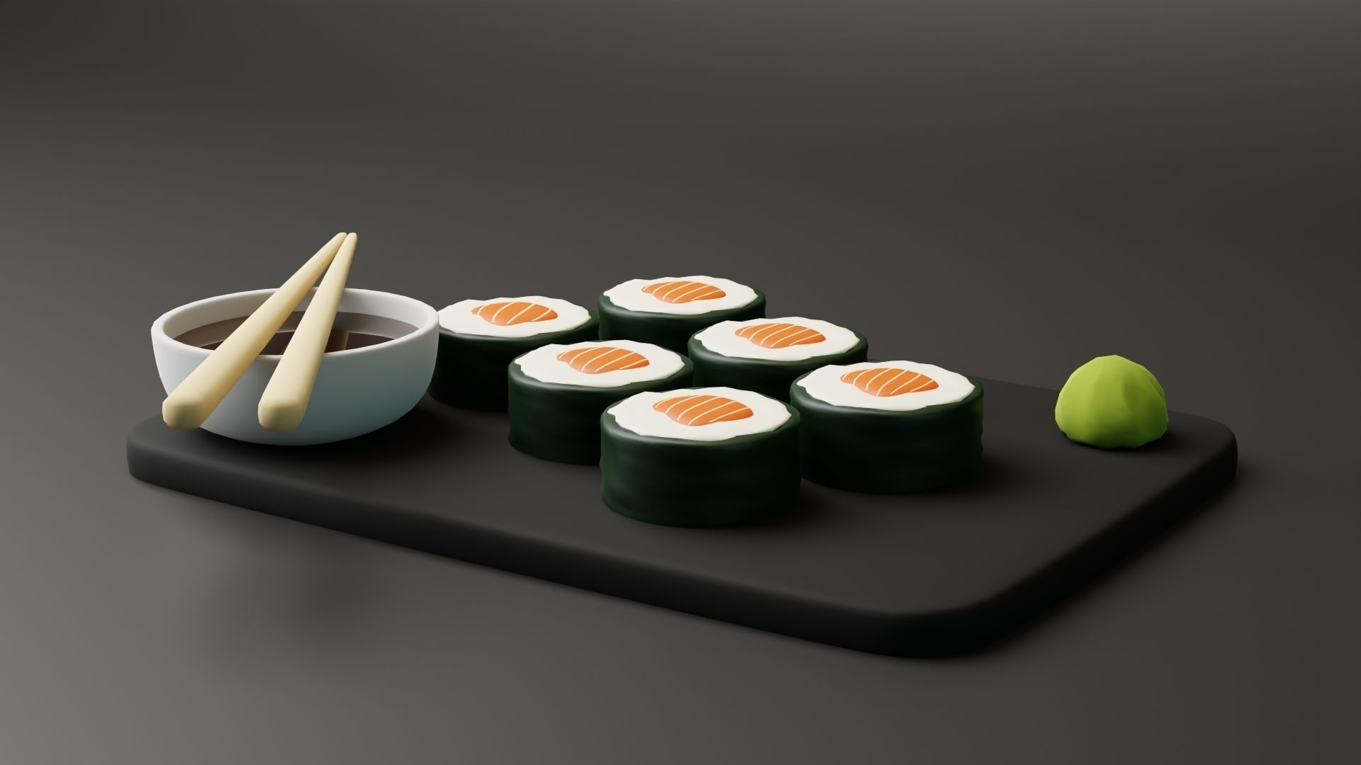 Stylized Cartoon Sushi Low-poly 3D model_1