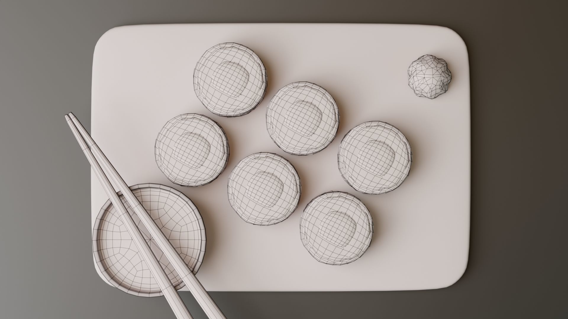 Stylized Cartoon Sushi Low-poly 3D model_7