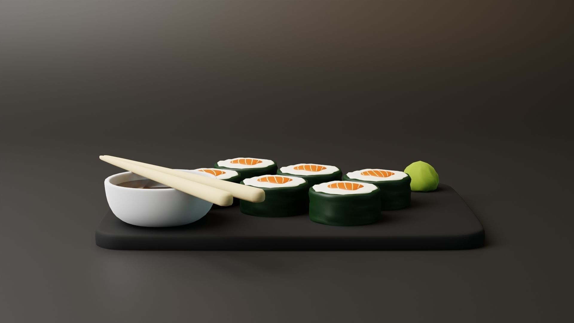 Stylized Cartoon Sushi Low-poly 3D model_2