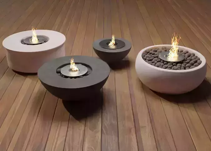 Packed Fireplace Outdoor Modern Low-poly 3D model