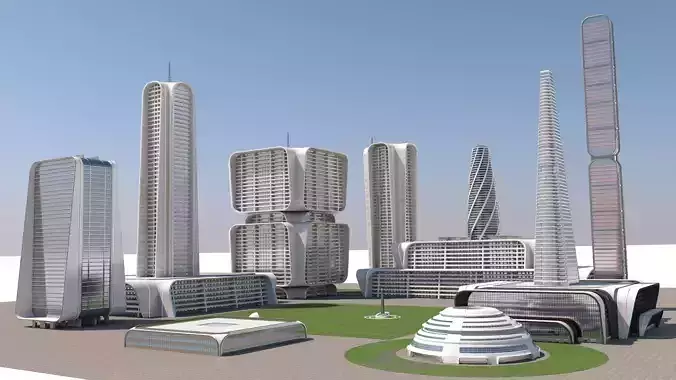 futuristic buildings 3D model