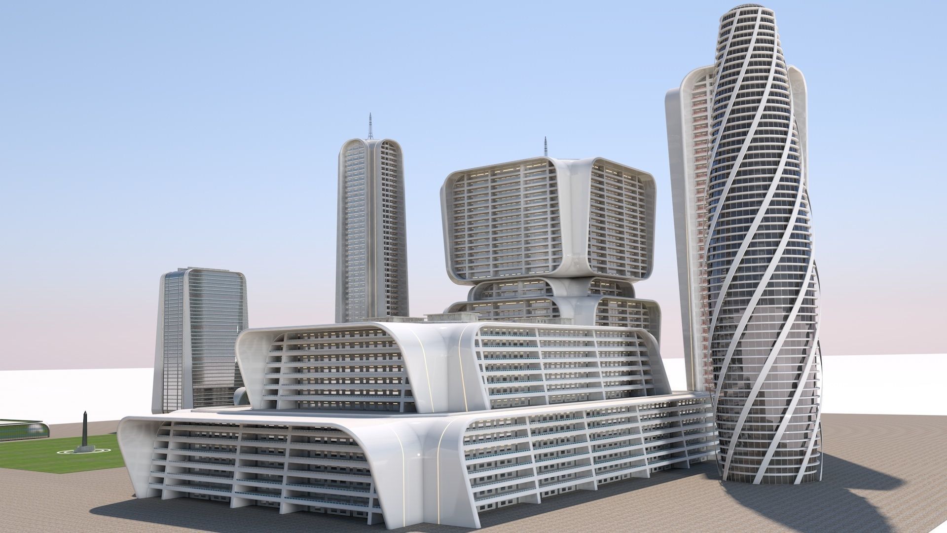 futuristic buildings 3D model_8