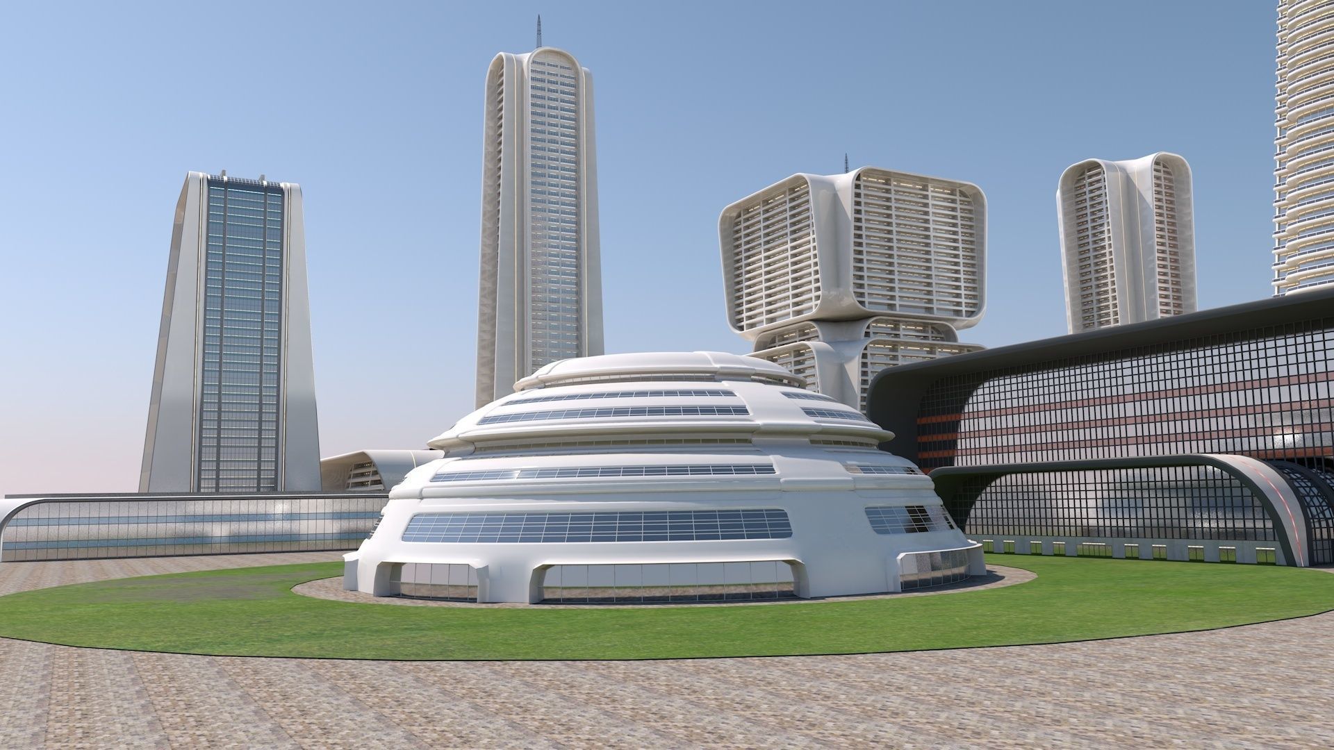 futuristic buildings 3D model_6