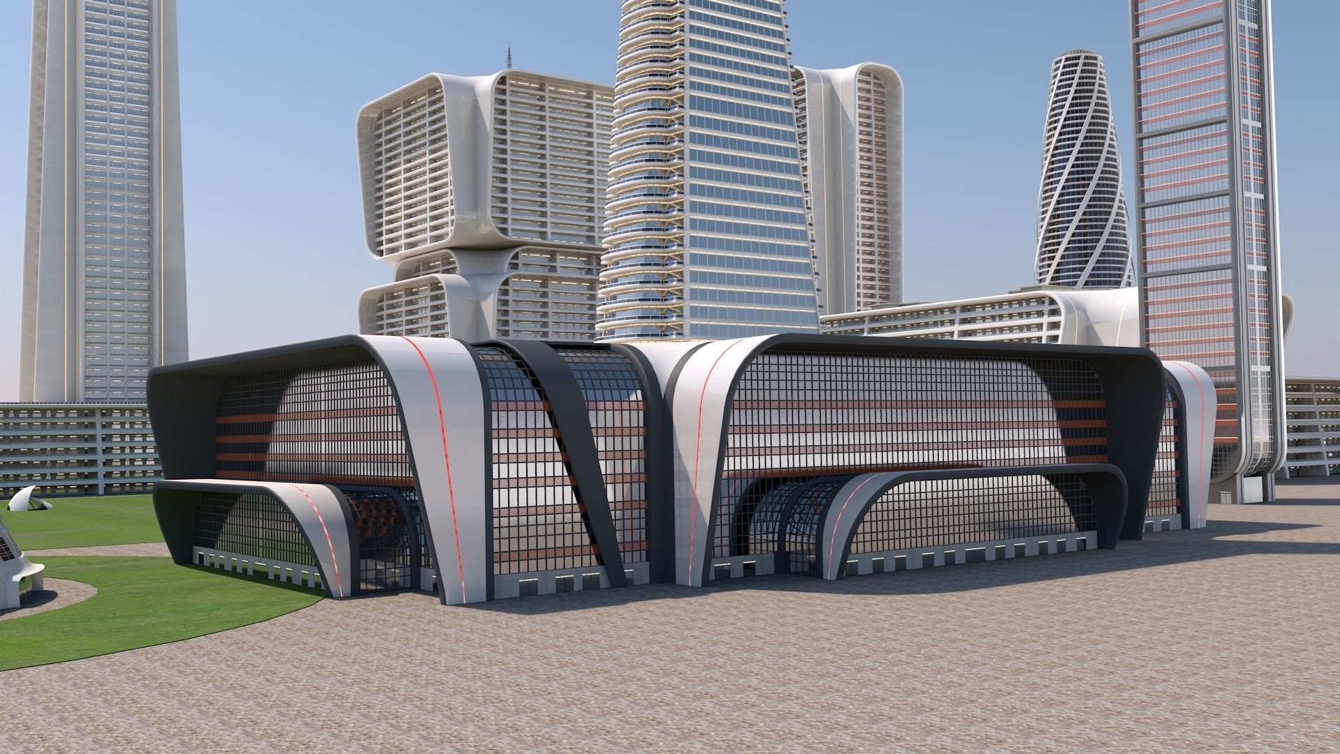 futuristic buildings 3D model_7