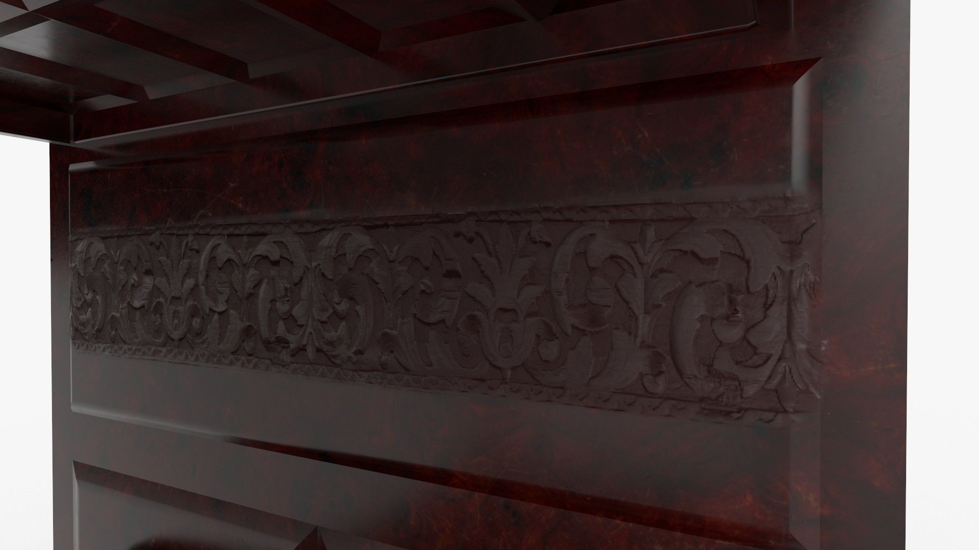 Renaissance style bed 1 Low-poly 3D model_2