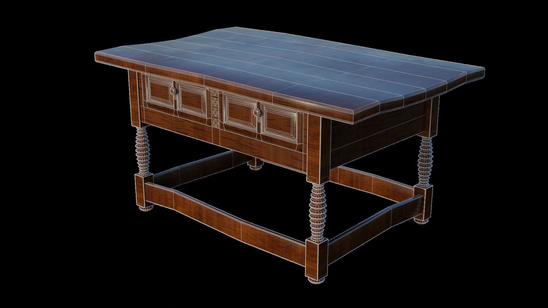 renaissance style table Low-poly 3D model_1