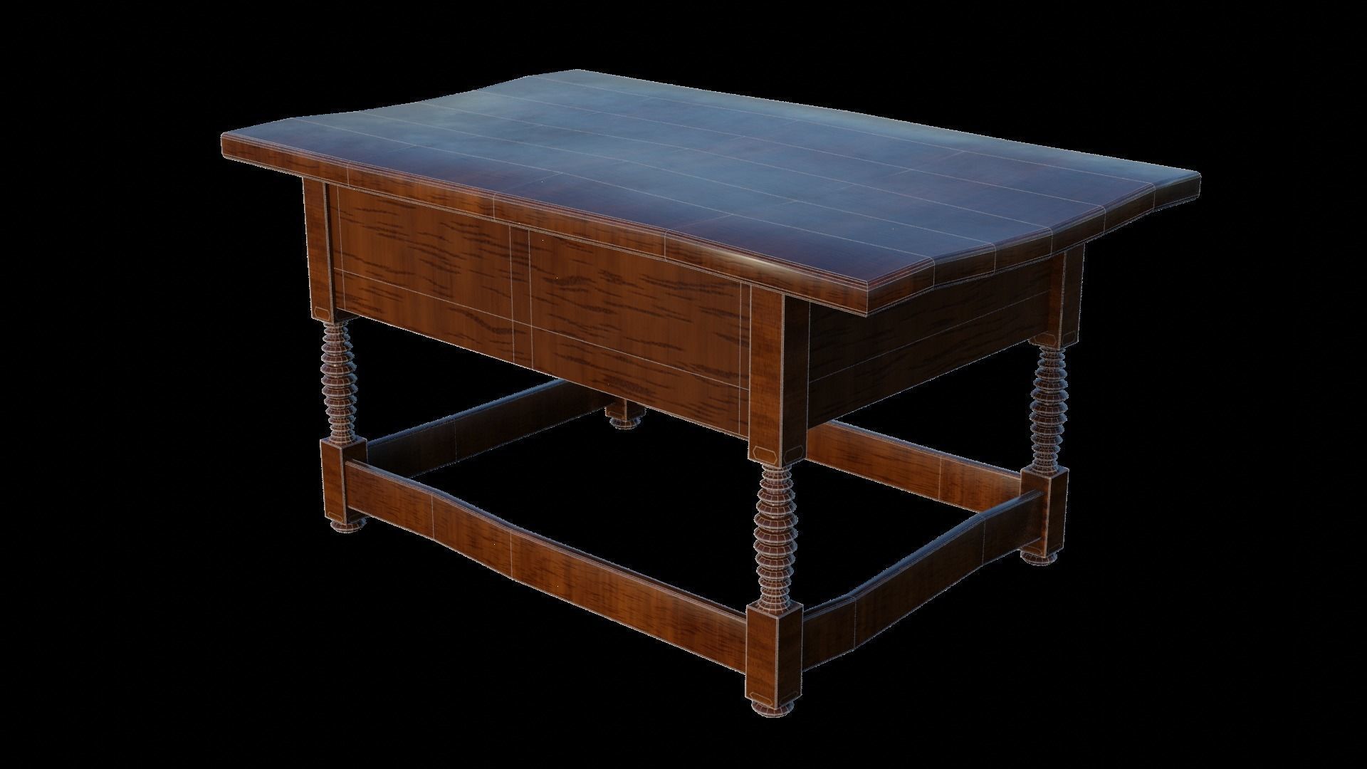 renaissance style table Low-poly 3D model_4
