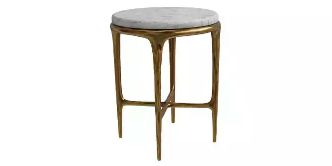 Bronze Legs White Marble Top Side Table