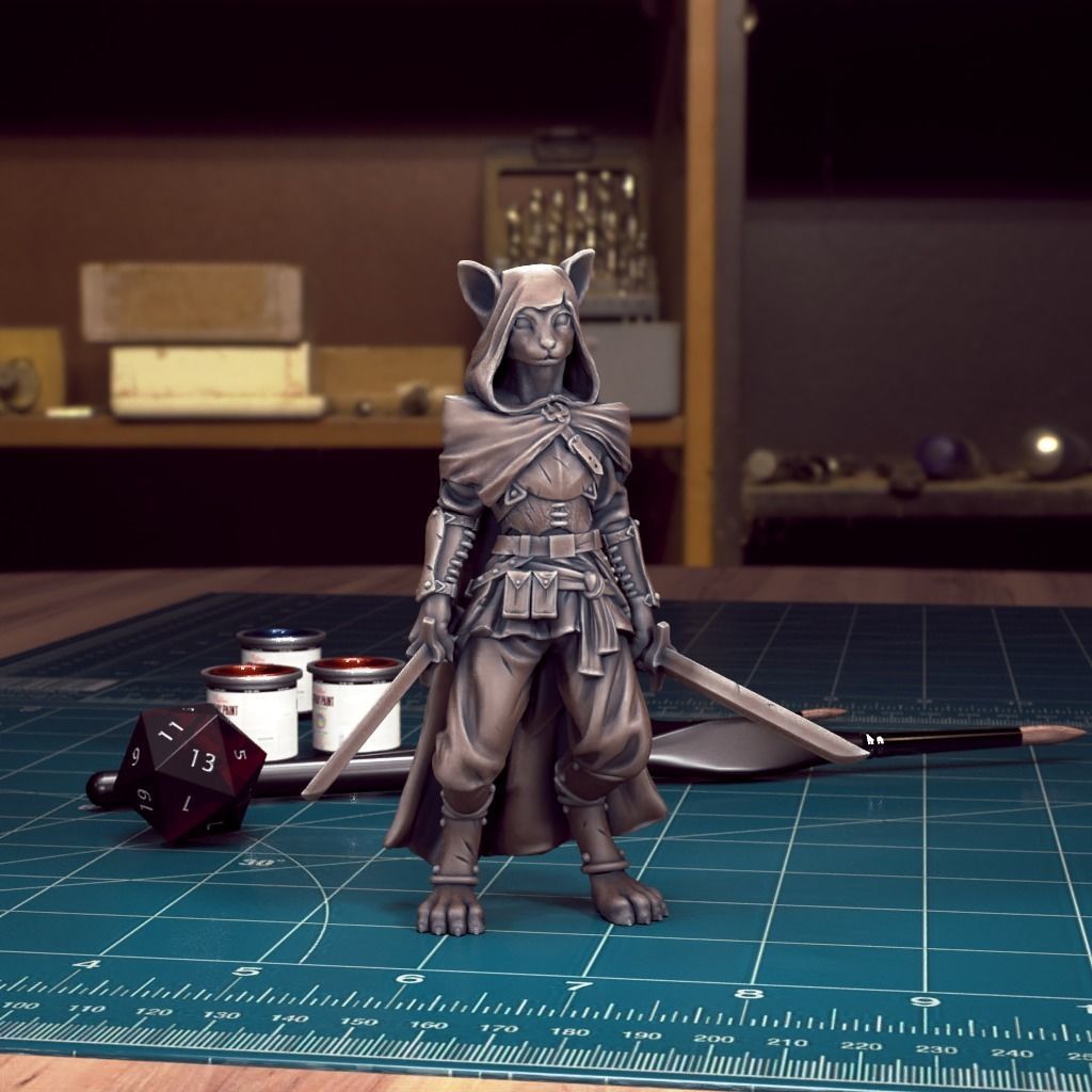 DnD Heroes - Tabaxi Fighters - Pre-Supported 3D print model_3